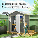 Capanno da Giardino 182x121x200 cm Box con Pavimento Finestra Porta con Serratura e Prese d'Aria in Plastica Grigio      