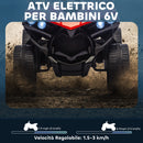 Quad Elettrico per Bambini ATV 6V Ricaricabile con Fari e Musica Rosso      