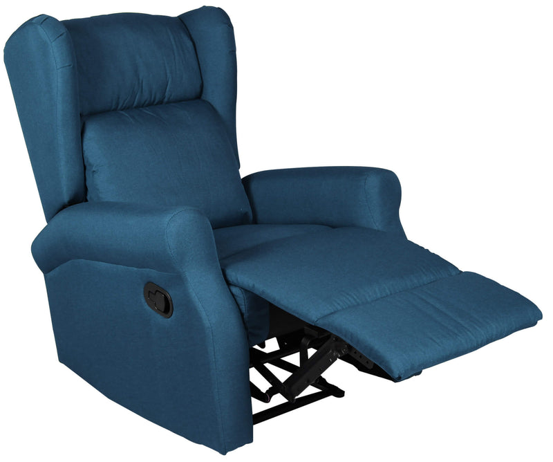 Poltrona Relax Manuale Reclinabile in Tessuto Vandi Blu