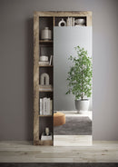 Armadio Guardaroba Ingresso con Ripiani a giorno e Specchio 90,5x30x210 cm Hamburg Bianco Lucido e Pero