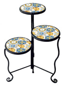 Set 3 Portapiante in Ferro Battuto con Mosaico Soriani Tuscany Nero
