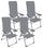 Set 4 Sedie a Sdraio Reclinabili Pieghevoli 59x64x108 cm in Alluminio e Textilene Grigio