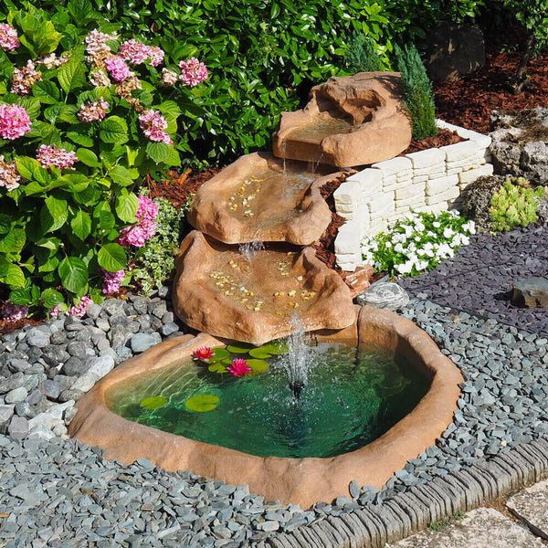 sconto Cascata Artificiale Roccia da Giardino 320x165 cm in Vetroresina con Pompa