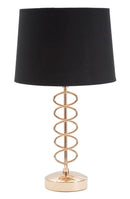 Lampada da Tavolo x Ø28x49 cm in Ferro Carta e Tessuto Oro e Nero