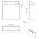 Pattumiera per Raccolta Differenziata 3 Scomparti 180 L 90x30x96 cm in Acciaio Verniciato Antracite