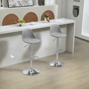 Set 2 Sgabelli da Bar 38x42x82-104 cm con Schienale e Poggiapiedi in PP Pelle PU e Acciaio Grigio      