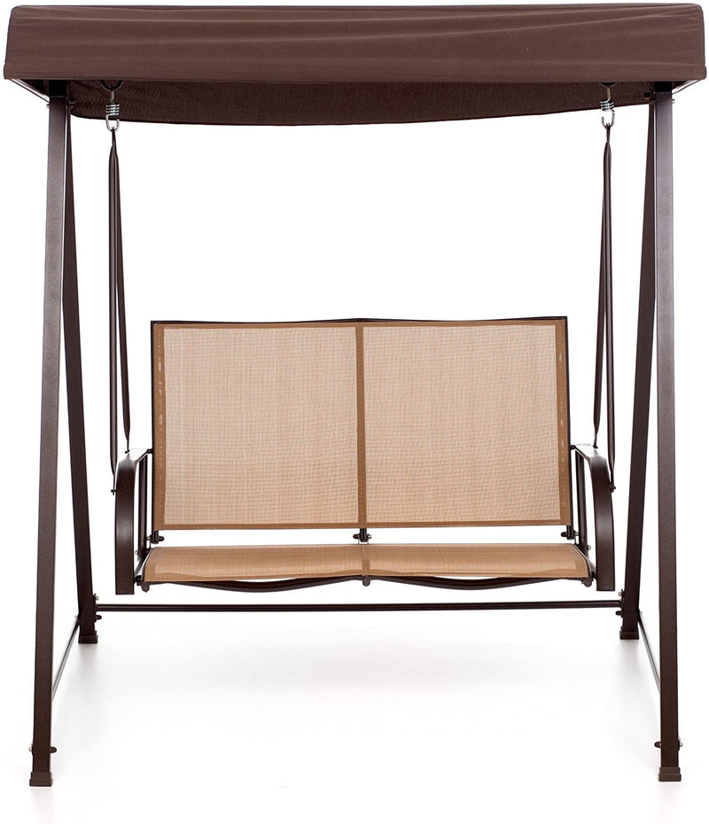 Dondolo da Giardino 2 Posti in Ferro con Tettuccio Sand Dune Ecrù