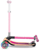 Monopattino 3 Ruote a LED Pieghevole 3 Altezze Max 50 Kg Globber Primo Foldable Wood Rosa