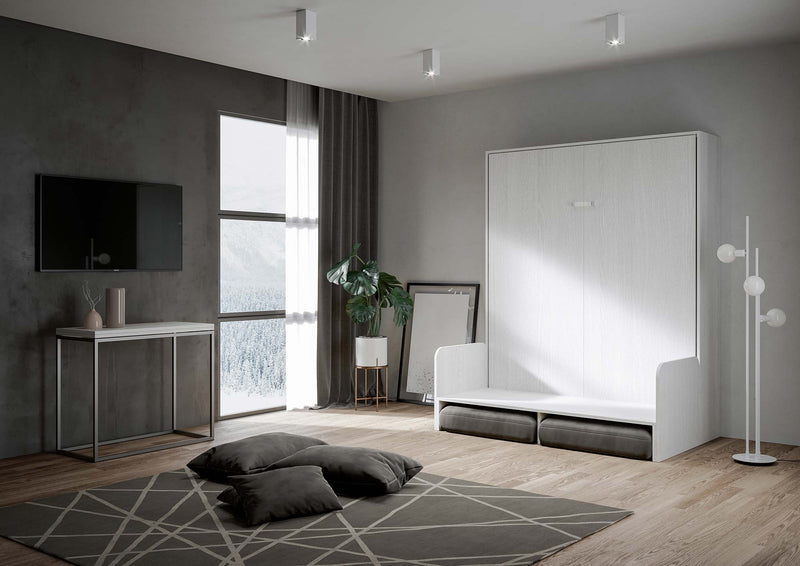 Letto Matrimoniale a Scomparsa Salvaspazio con Sofà Kentaro H210 cm Bianco