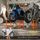 Cavalletto Alzamoto max 150 kg in Metallo con Superficie in Gomma e Manovella, 48x34x43 cm, Arancione      