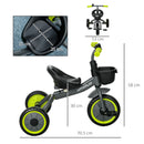 Triciclo per Bambini 70,5x50x58 cm con Seduta Regolabile e Campanello Nero  