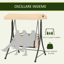 Dondolo da Giardino 2 Posti con Tetto Parasole Regolabile e Tasche Laterali Beige