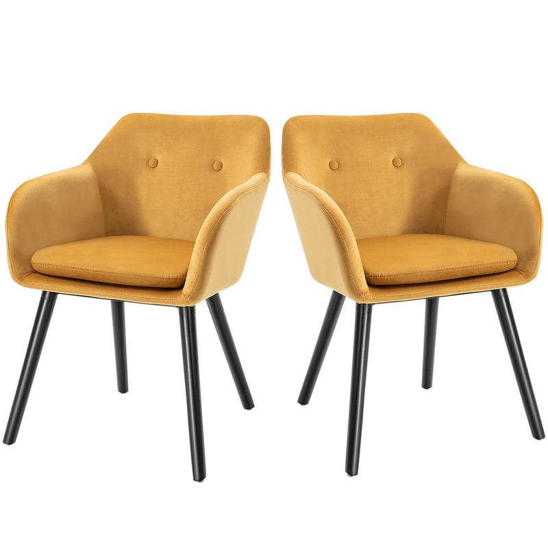 Set di 2 sedie da pranzo moderne e comode con braccioli in tessuto grigio scuro e gambe in legno nero 10_0001602 | Leroy Merlin