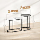 Set 2 Tavolini da Salotto Impilabili con Telaio in Metallo Grigio e Bianco      