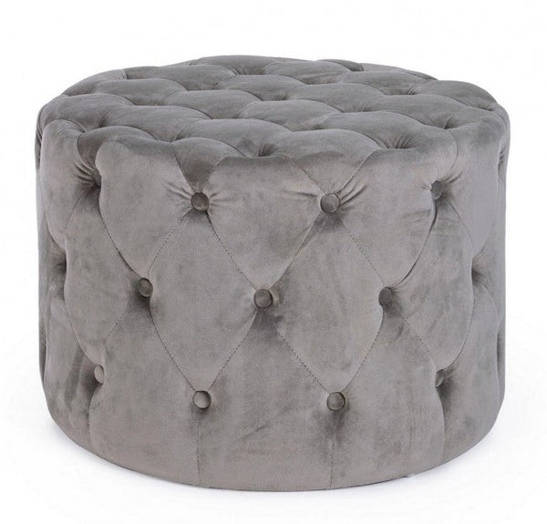 online Pouf Lorella in Tessuto effetto Velluto Grigio