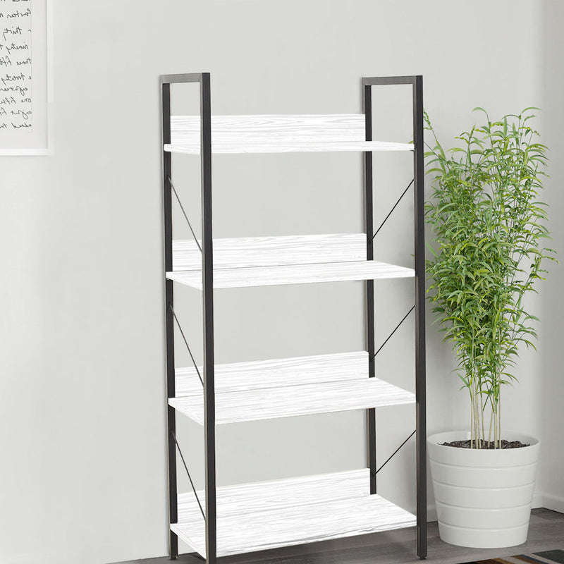 Libreria in Legno 139x73x35 cm Scaffale 4 Ripiani per Ufficio Bianco