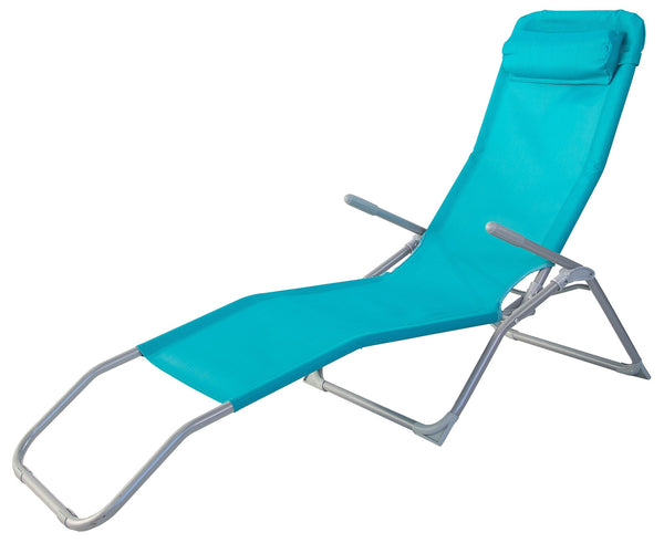 Lettino Prendisole Pieghevole da Giardino 151x60x93 cm in Acciaio e Textilene Turchese online