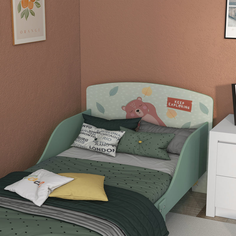 Struttura Letto Singolo per Bambini 77x143x60 cm con Bordi Rialzati e Doghe Verde  