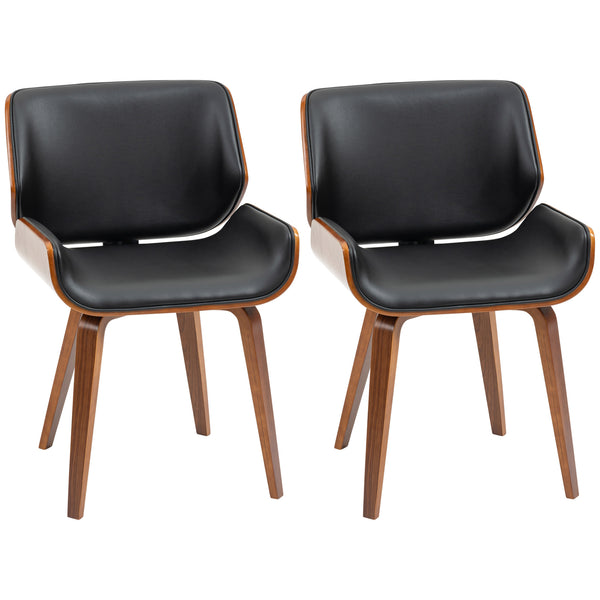 Set di 2 Sedie da Pranzo Stile Vintage Imbottite in Legno e Finta Pelle PU Nero e Marrone online