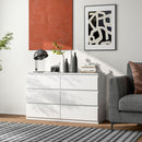 Comò Cassettiera 6 Cassetti 120x39x75 cm con Maniglie a Gola in Legno Bianco   