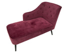 Chaise Longue Paris 132x62x90 cm Legno Spugna e Velluto Sintetico Bordeaux e Nero