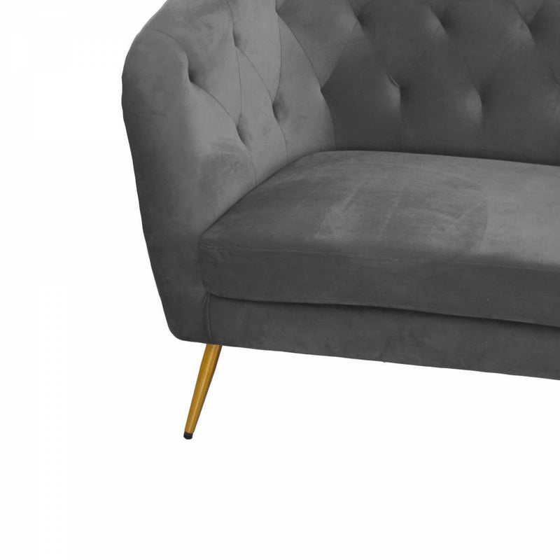 Divano 2 Posti 135x82 cm in Velluto Grigio