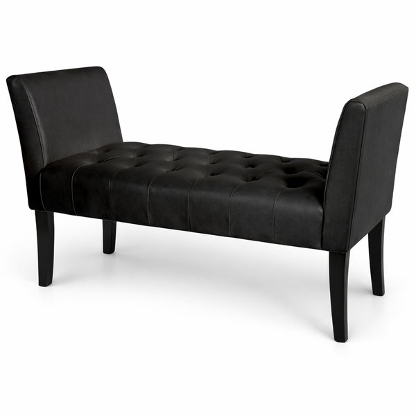 Panca Fondoletto Ingresso 111x40x60 cm con Piedi in Legno e Rivestimento Ecopelle Nero acquista