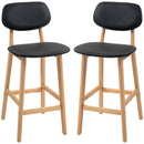 Set 2 Sgabelli da Bar con Schienale 42x47x92 cm Rivestimento Finta Pelle e Poggiapiedi Nero