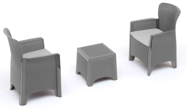 acquista Set Salotto da Giardino in Resina 2 Poltrone e Tavolino Taddei Idro Grigio Scuro