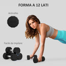 Set 2 Manubri Palestra Esagonali 2 kg con Impugnatura Antiscivolo Nero