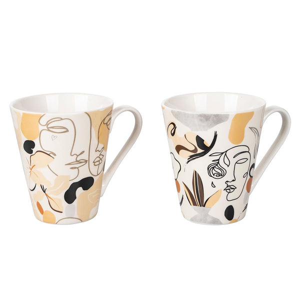 Set 2 Tazze Ø8,8x10,5 cm in Bone China VdE Tivoli 1996 Face to grey online