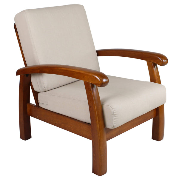 Poltrona in Legno con Cuscini 66x85x83cm Vandi Ecru prezzo