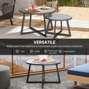 Set 2 Tavolini per Esterni Ø70x45 cm e Ø50x35 cm con Piano in Vetro Grigio   