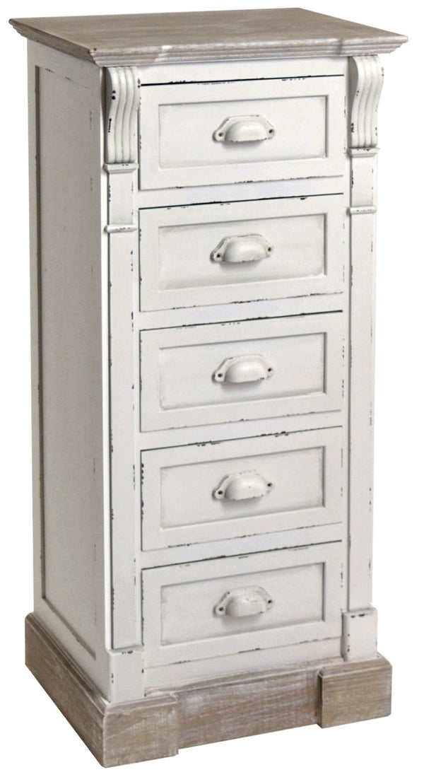 Cassettiera in Legno 5 Cassetti Stretto Provenza sconto