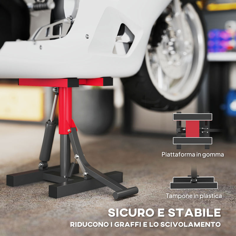 Cavalletto per Moto Capacità 150 kg Altezza Regolabile in Acciaio Rosso  