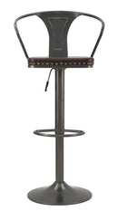 Sgabello Imbottito Detroit 51x48x86-108 cm in Ferro e Spugna e PU Marrone e Grigio