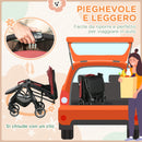 Passeggino Leggero per Bambini Pieghevole 128x58x106 cm con Tettuccio in Alluminio e Tessuto Oxford Rosso e Nero
