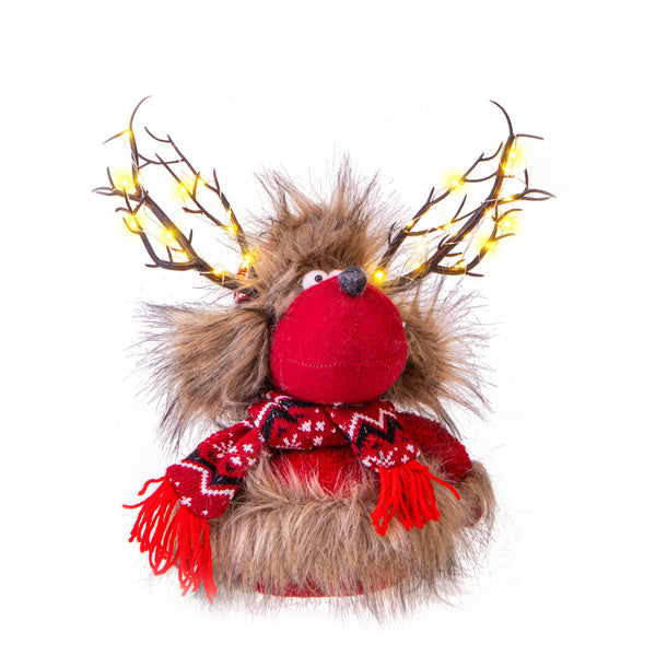 acquista Renna con Led H35 cm in Tessuto Rosso