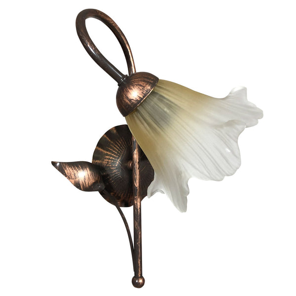 sconto Applique 1xE14 Montatura Marrone Rame Vetro Satinato Sfumato Ambra E-Energy Melania