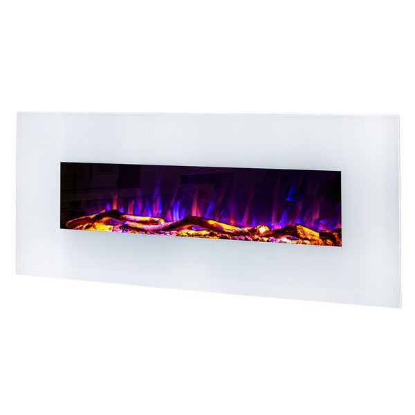 Camino Elettrico da Parete 55x128x14 cm Effetto Fiamma 1500W Madrid Led Bianco prezzo