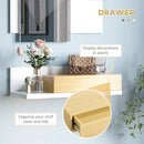 Set Mobili da Ingresso da Parete con Specchio 40x70 cm e Cassetto in Legno Naturale e Bianco