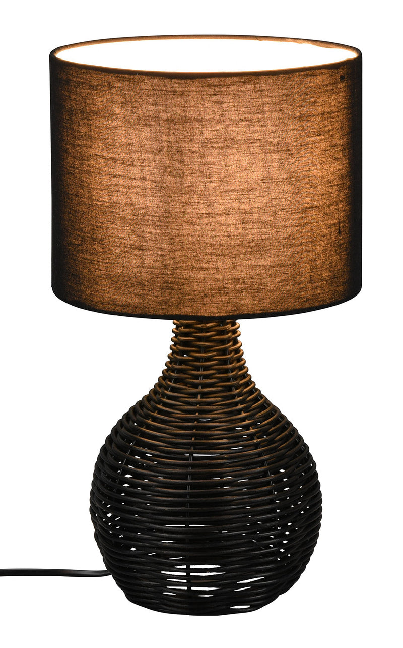 Lampada da Tavolo da Interno Attacco E27 in Tessuto Nero