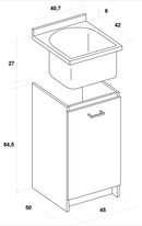 Mobile Lavatoio 45x50x85cm Anta Asse in Termoplastico Montegrappa Marella Bianco Sinistra con Cesto