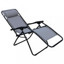 Sedia Sdraio Zero Gravity Reclinabile Pieghevole 88x65x110 h cm in Acciaio e Textilene Grigio Chiaro