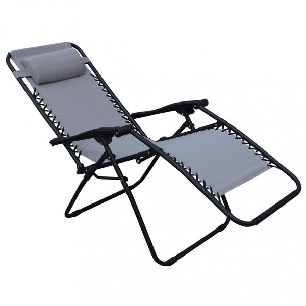 acquista Sedia Sdraio Zero Gravity Reclinabile Pieghevole 88x65x110 h cm in Acciaio e Textilene Grigio Chiaro