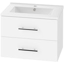 Mobile Bagno 61x40x48 cm con Lavabo in Ceramica e 2 Cassetti in Truciolare e MDF Bianco      