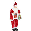 Babbo Natale Animato a Batteria 48x22x120 cm con Musica e Movimento Regali e Bastoncino di Zucchero in Velluto      