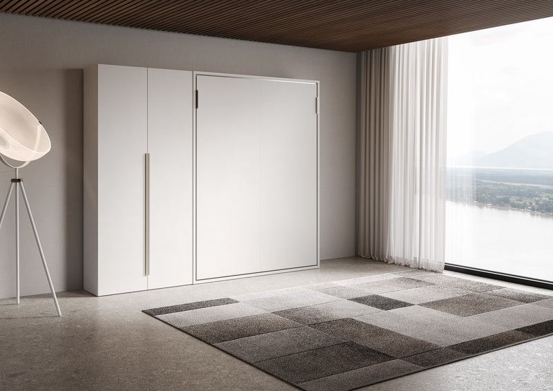 Letto Matrimoniale A Scomparsa 160 Versia Con Armadio Sx 2 Ante Bianco      