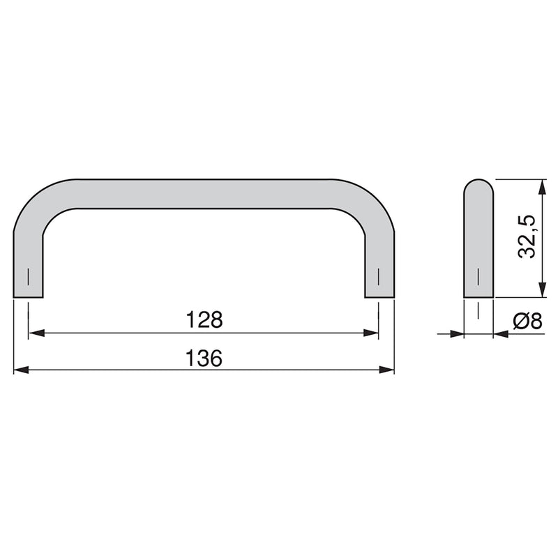 Maniglie per Mobile 8 mm Interasse 128 mm Acciaio Cromo 20 Pezzi Emuca