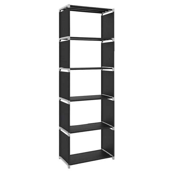 prezzo Libreria Scaffale 5 Ripiani Componibile 50x30x180 cm in Tessuto TNT Nero